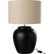 J-Line - Lamp Meli + Kap Keramiek Linnen Zwart Large - 38x38x62cm
