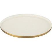 J-Line - Plateau Rond Metaal Wit/goud - 41x41x1.5cm