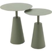 J-Line - Set Van 2 Tafels Rond Ijzer Groen - 48x48x56cm