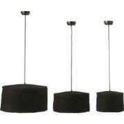 J-Line - Set Van 3 Hangende Lamp Moonj Gras Zwart - 50x50x26cm