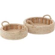J-Line - Set Van 2 Plateau Rond Maiskolfbladeren/multiplex Naturel - 4...