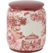 J-Line - Pot Moriko Rond Porselein Rood/wit Small - 16x16x23cm
