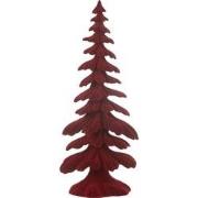 J-Line - Denneboom Velours Resine Rood Small - 14.5x9x36cm