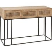 J-Line - Console 3laden Geweven Riet Mangohout Naturel - 120x42x80cm