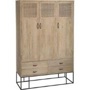 J-Line - Kast 3deuren+4laden Geweven Riet Mangohout Naturel - 115x45x1...