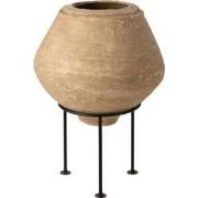 J-Line - Pot Op Voet Chad Papier Mache Bruin - 51x51x45cm