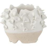 J-Line - Bloempot Anemone Keramiek Wit/beige - 25x17x21cm