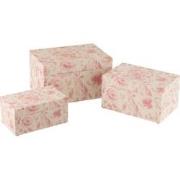J-Line - Set Van Drie Dozen Rozen Mdf Wit/roze - 35x25x20cm
