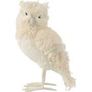 J-Line - Uil Staand Textiel Glitter Ecru - 29x22x39cm