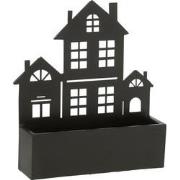 J-Line - Wanddeco/bloempot Huis Metaal Zwart Small - 32.5x8x36cm