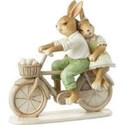J-Line - Konijn Koppel Fiets Poly Mix - 14x5x15cm