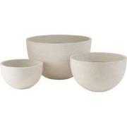 J-Line - Set Van 3 Bloempotten Rond Keramiek Laag Wit - 60x60x46cm