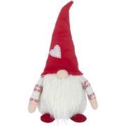 J-Line - Kabouter Hart Textiel Wit/rood Large - 27x17x57cm