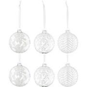 J-Line - Doos Van 6 Kerstbal 2+2+2 Bladeren Pailletten Glas Wit Large ...