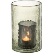 J-Line - Theelichthouder Dubbel Glas Groen Small - 12.5x12.5x20.5cm
