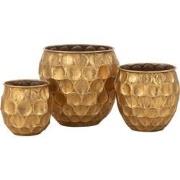 J-Line - Set Van 3 Bloempot Dalton Metaal Goud - 38x38x36.5cm