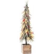 J-Line - Kerstboom+led Kunststof Sneeuw Groen/rood Large - 18x18x75cm