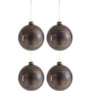 J-Line - Doos Van 4 Kerstbal Glas Antiek Bruin Large - 12x12x12cm