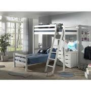 LUCEVI - Pino Mezzanine bed + Ladder + Commode 4 Laden + Bed - Wit - 9...