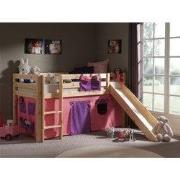 LUCEVI - Pino Halfhoogslaper + Ladder + Glijbaan + Bella Gordijntjes -...