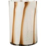 J-Line - Windlicht Strepen Safari Glas Wit/bruin Large - 20x20x30cm