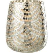 J-Line - Windlicht Mozaiek Glas Zilver/goud Extra Large - 17x17x21cm