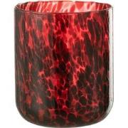 J-Line - Windlicht Gevlekt Glas Rood/zwart Large - 17x17x20cm