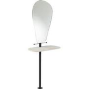 J-Line - Spiegel+plank Muur Marmer/ijzer/glas Wit/zwart - 65x30x185cm