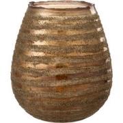J-Line - Theelichthouder Streep Rond Glas Bruin Large - 20x20x23cm