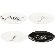 J-Line - Doos 4 Borden Cadeaudoos Keramiek Zwart/wit - 20.5x20.5x2.2cm