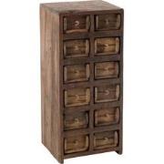 J-Line - Kast 12 Laden Brut Gerecycleerd Hout Bruin - 37.5x34x82.5cm