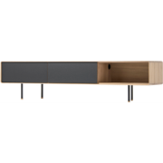 Fina lowboard houten tv meubel whitewash - met nero linoleum - 200 x 4...