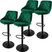 Set van 2 barkrukken 2x groene fluwelen bekleding met rugleuning en vo...