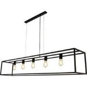 KAGO zwart pendel rechthoek 5xE27 xl 180cm