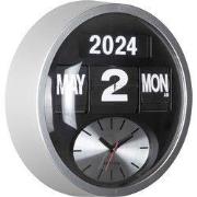 Karlsson - Wandklok Rond Flip - Zilver- Ø32,6cm