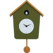 Karlsson - Wandklok Cuckoo Light - Army green & ochre yellow