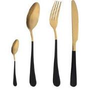 Krumble bestek set van 4 (plat) - Goud en zwart
