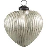 Clayre & Eef Kerstbal  9x4x10 cm Zilverkleurig Glas Hartvormig Kerstde...