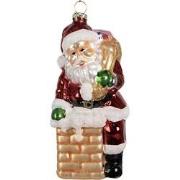 Clayre & Eef Kersthanger Kerstman 12 cm Rood Glas Kerstboomversiering
