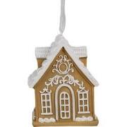 Clayre & Eef Kersthanger Gingerbread house 6x4x7 cm Bruin Kunststof Pe...