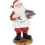 Clayre & Eef Kerstdecoratie Beeld Kerstman 13 cm Rood Kunststof