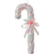 Clayre & Eef Kersthanger Zuurstok 10x3x26 cm Wit Kunststof