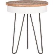 LABEL51 Bijzettafel Saria - Wit - Mangohout - Rond - 44 cm