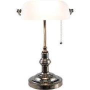 LumiLamp Bureaulamp Bankierslamp  27x23x42 cm  Wit Ijzer Glas Tafellam...