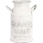 Clayre & Eef Decoratie Melkbus  18x15x27 cm Wit Metaal Rond Farmers Ma...