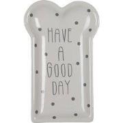 Clayre & Eef Ontbijtbord  10x17 cm Wit Keramiek Have a good day Bord