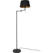 Mexlite - vloerlamp - Bella - zwart - linnen metaal - leeslamp - E27 -...