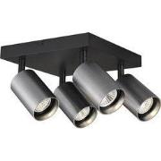 TABOO 4L SQ GU10 (excl) zwart + geborsteld staal, spot