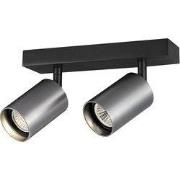 Tabore 2L GU10 (excl) zwart + geborsteld staal, spot