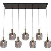 Astrid pendellamp Balk 7xE27 Zwart + 7x as grijs glas Ø150mm